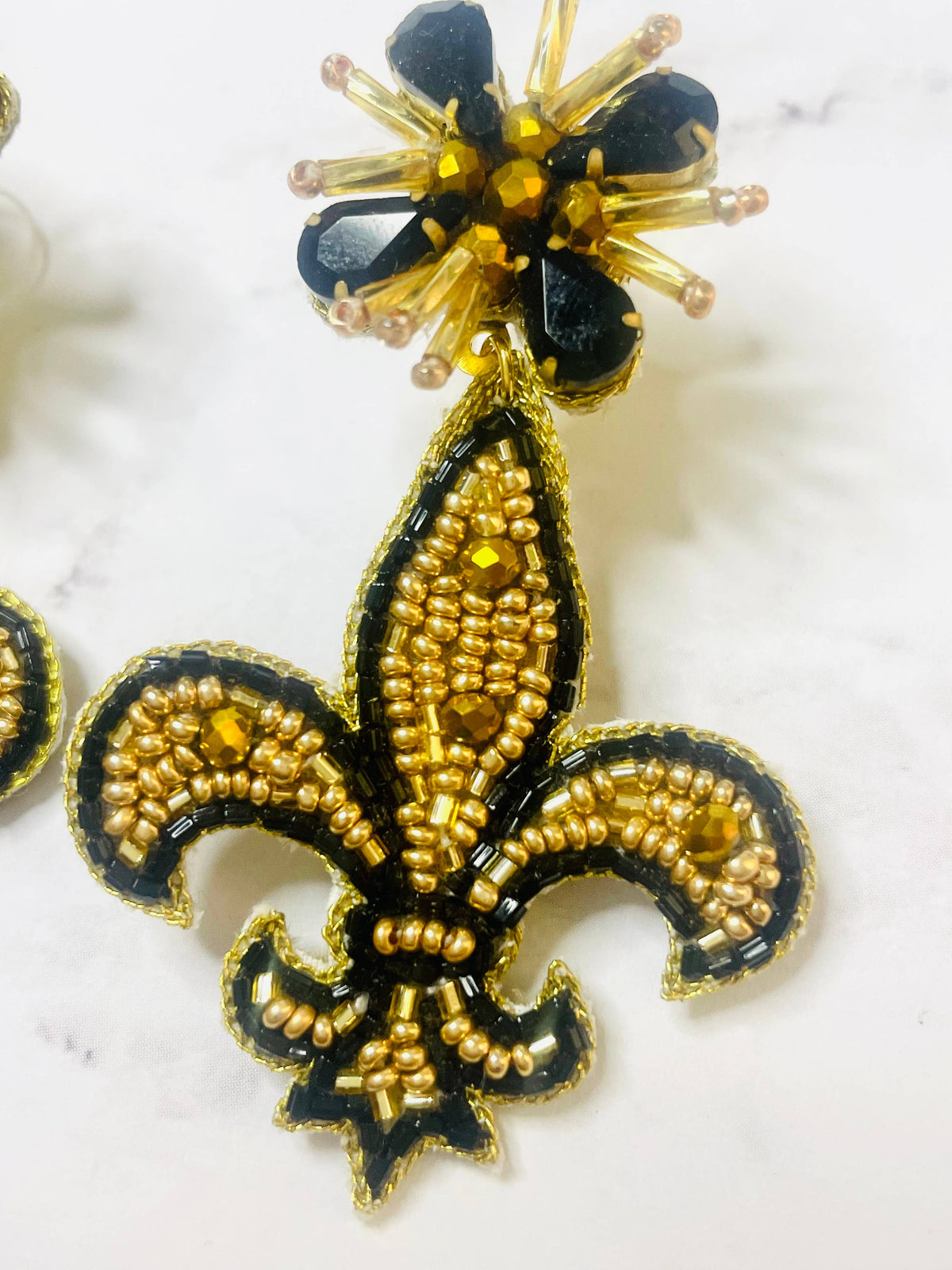 Fleur de Lis Beaded Earrings