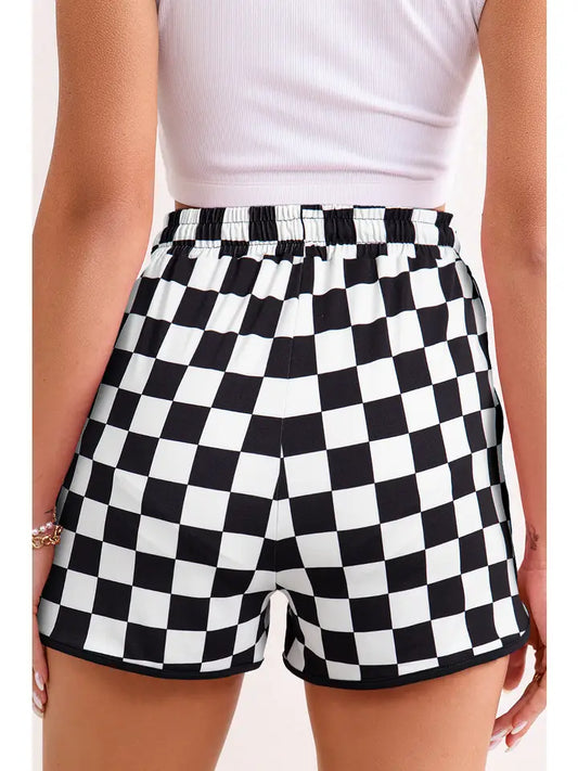Checkered Drawstring Shorts