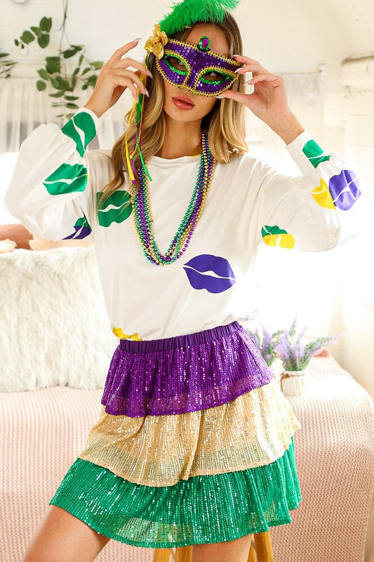 White Mardi Gras Lips