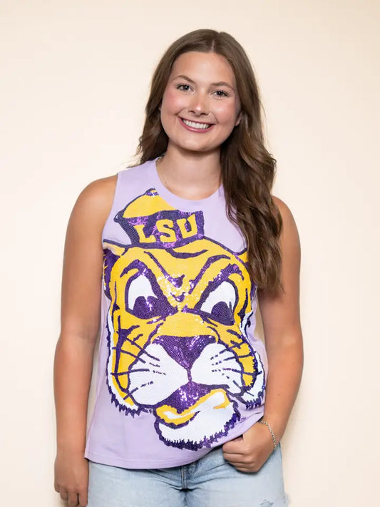 LSU Full Face Vintage Tiger (Licensed) | Sequin Tank