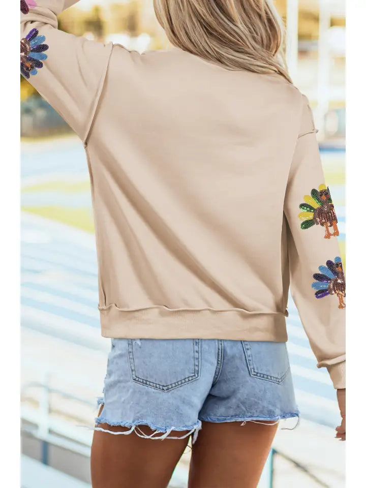 Sequin Turkey Pullover