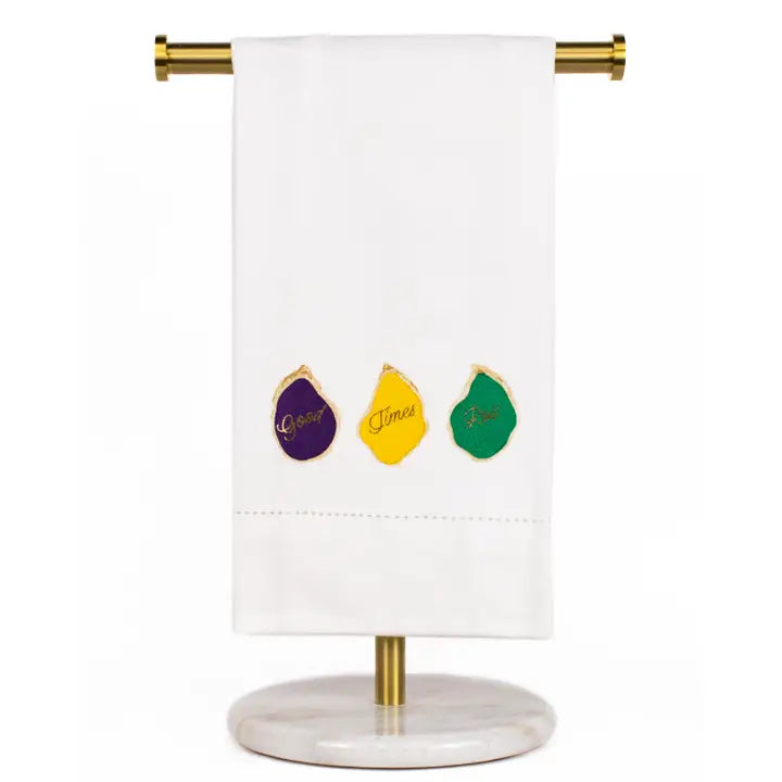 Good Times Roll Hemstitch Hand Towel White/Multi 20x28