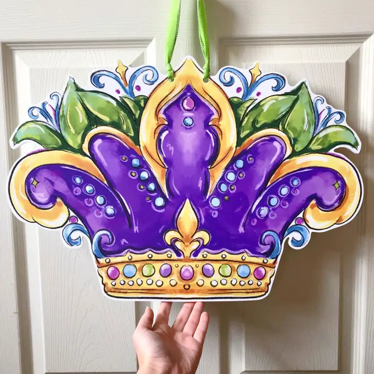 Carnival Queen Crown Mardi Gras Door Hanger - New Orleans