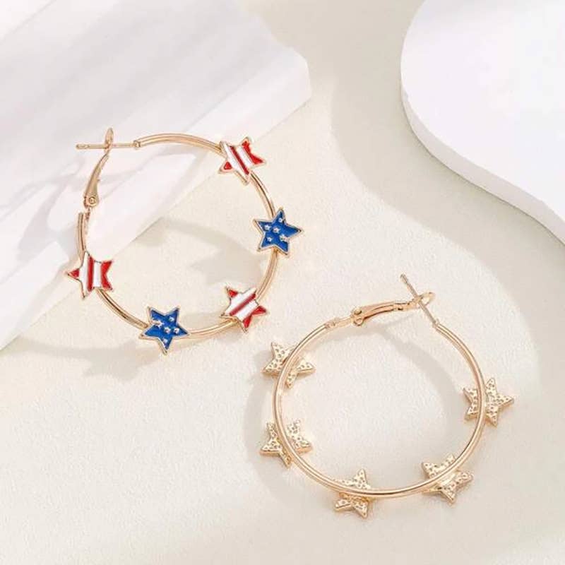American flag star earring