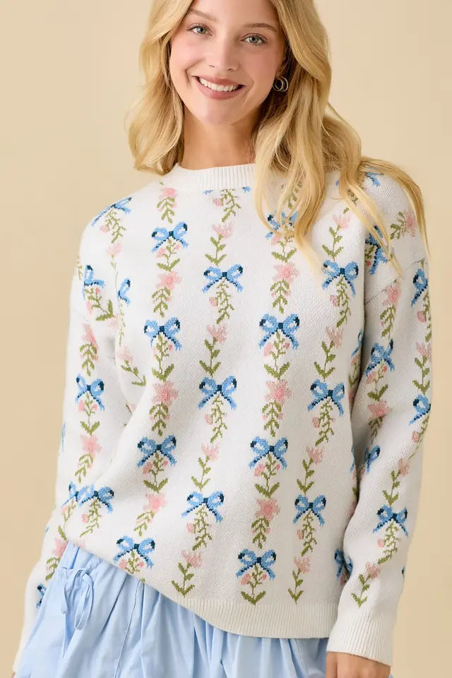 Coquette Ribbon Bow Sweater - The Season Boutique