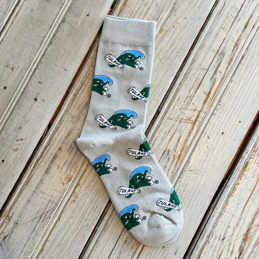 Tulane Angry Wave Sock-Grey