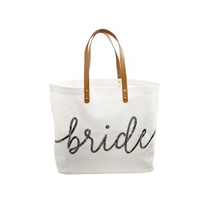 Silver Sequin Bride Tote