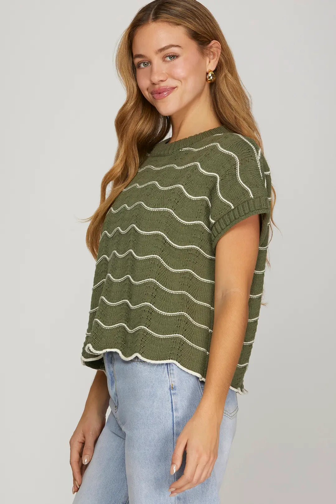 DROP SHORT SLEEVE SCALLOP