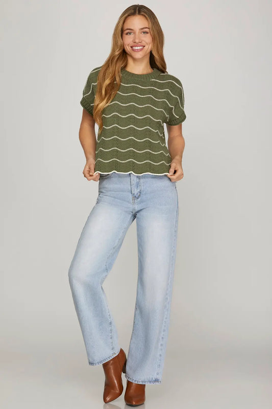 DROP SHORT SLEEVE SCALLOP