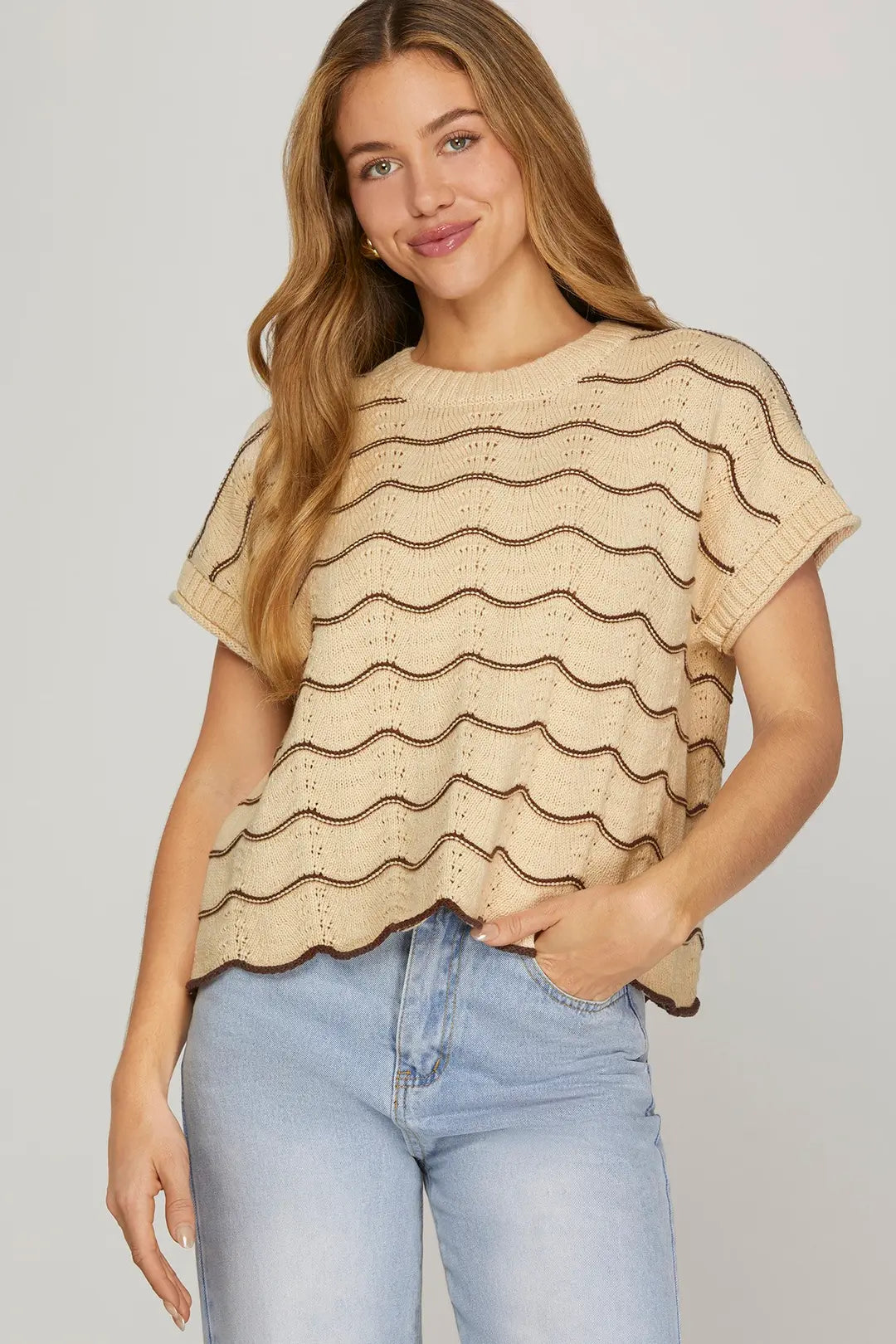 DROP SHORT SLEEVE SCALLOP
