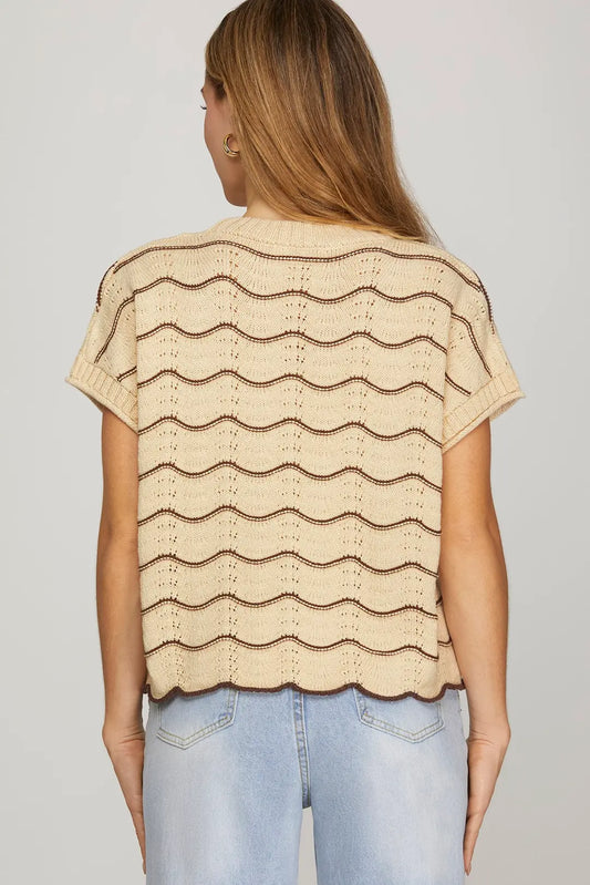 DROP SHORT SLEEVE SCALLOP