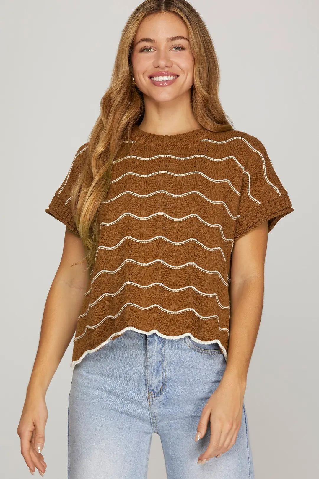 DROP SHORT SLEEVE SCALLOP