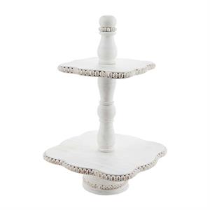 White Beaded Tiered Server - The Season Boutique