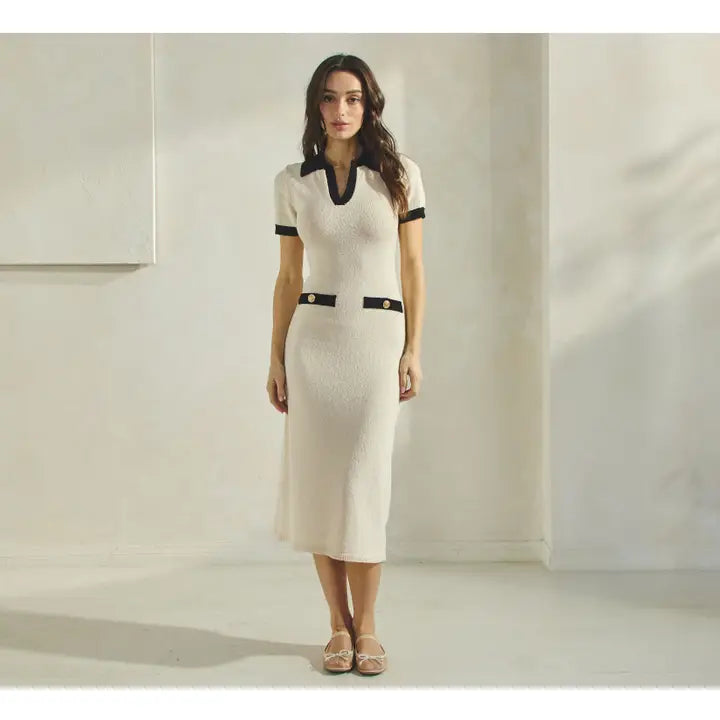 Contrast Trim Sweater Dress