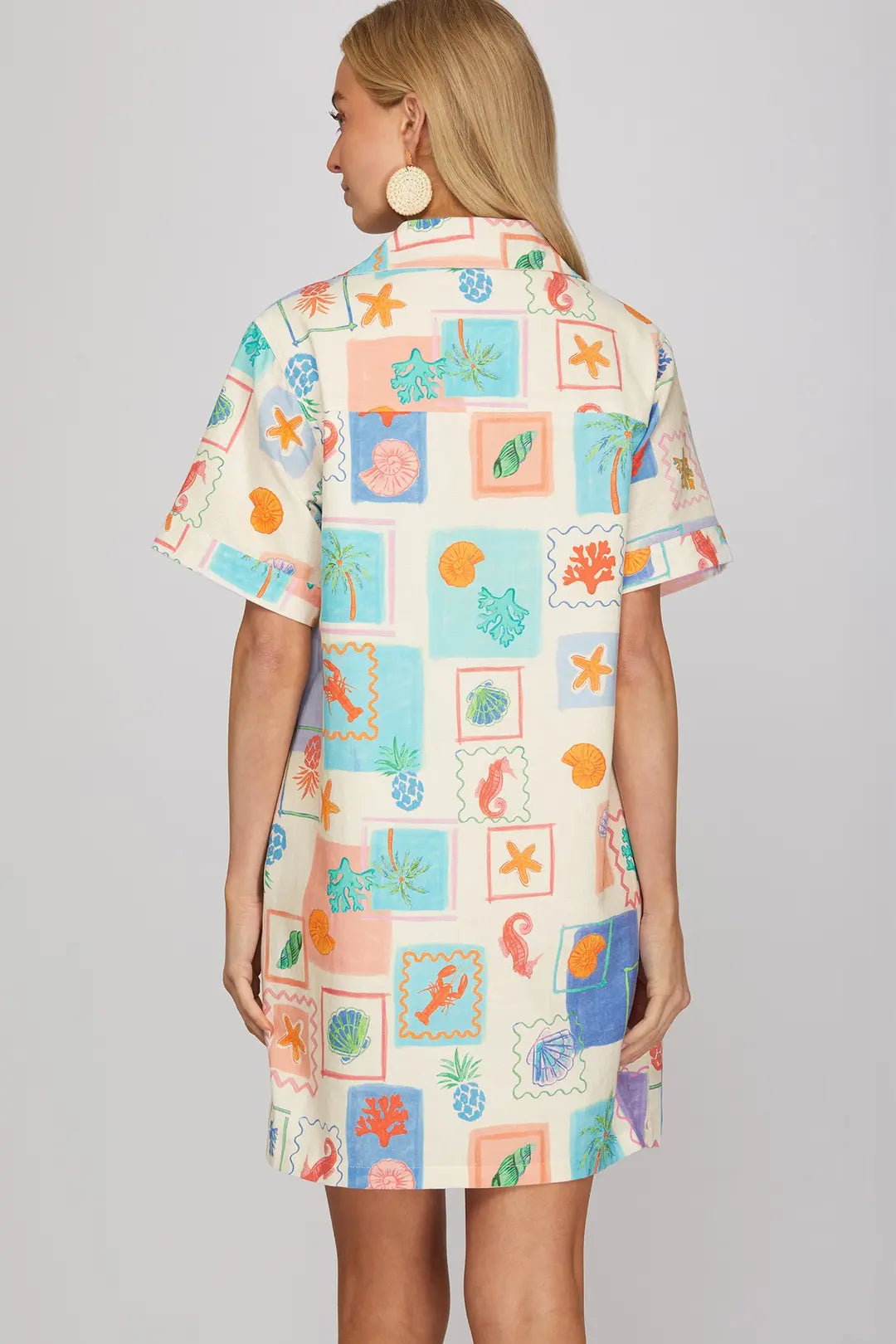 COLLARED MINI DRESS WITH POCKETS - The Season Boutique