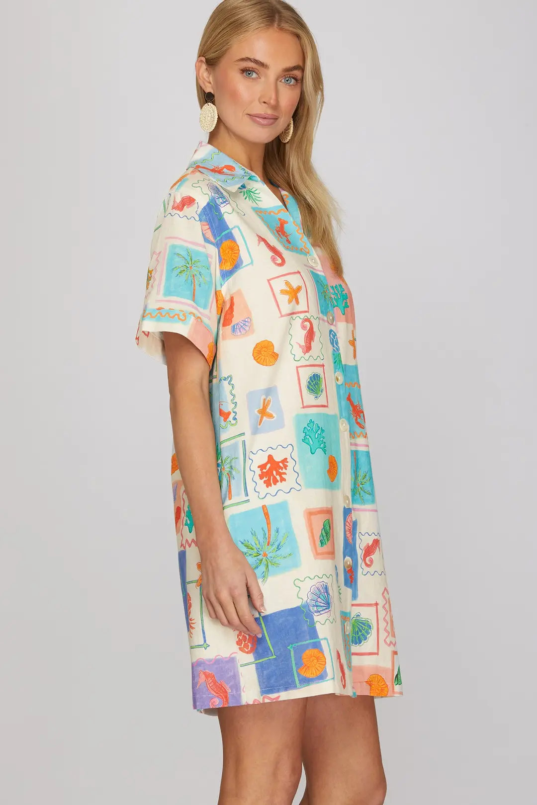 COLLARED MINI DRESS WITH POCKETS - The Season Boutique