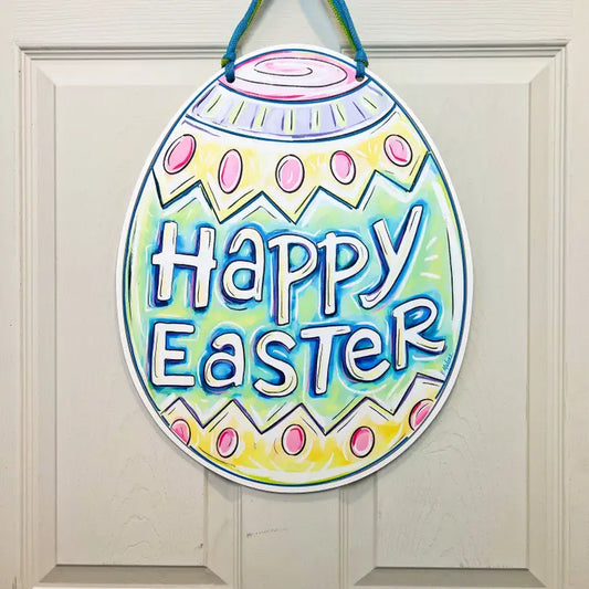 Happy Easter Egg Door Hanger - Colorful Spring