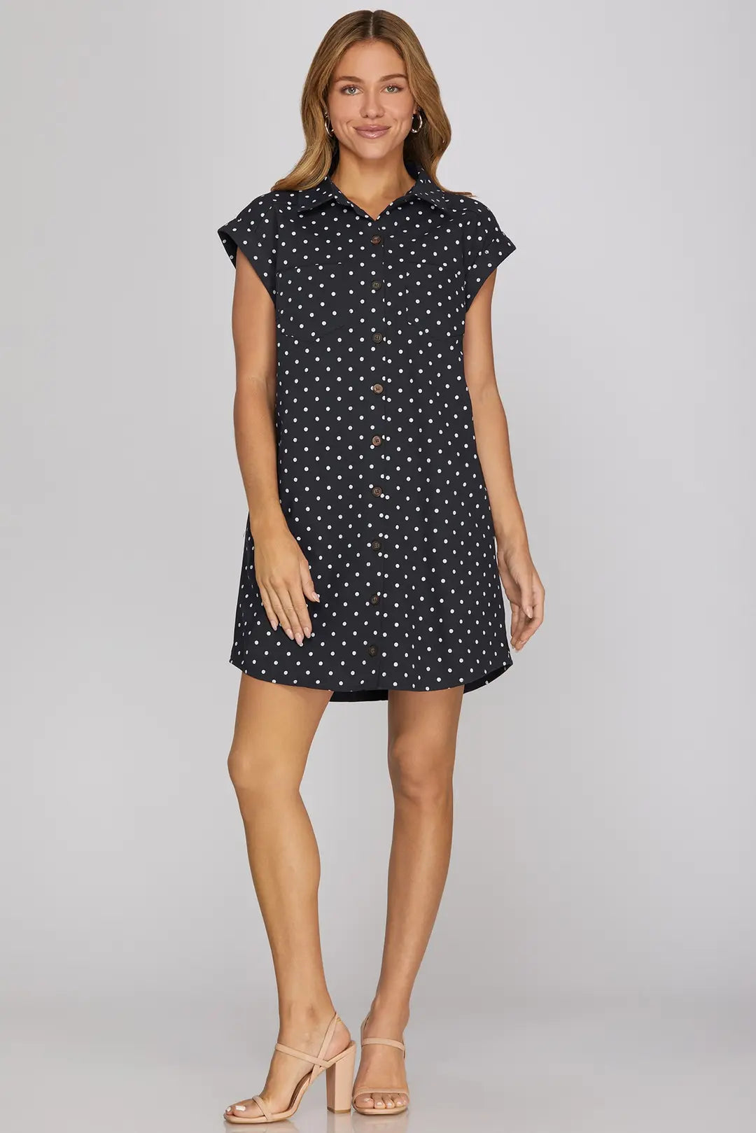 SLEEVELESS POLKA DOT TWILL SHIRT - The Season Boutique