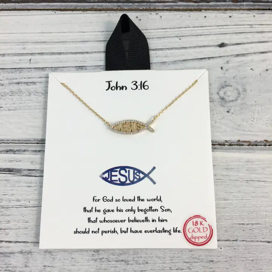 Jesus Fish Ichthys Symbol Charm Necklace