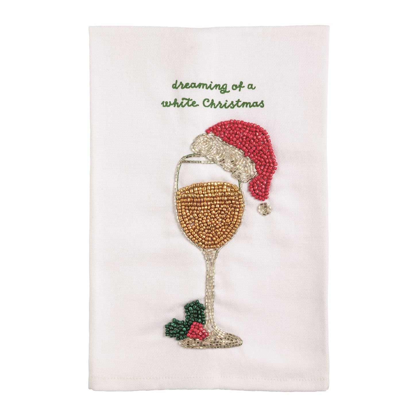 White Christmas Beaded Towel