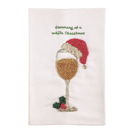 White Christmas Beaded Towel