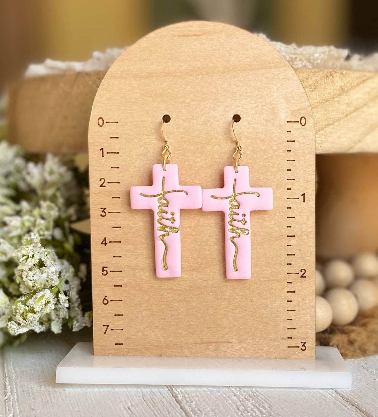 Faith Cross Earrings : Pearl / Gold Plated