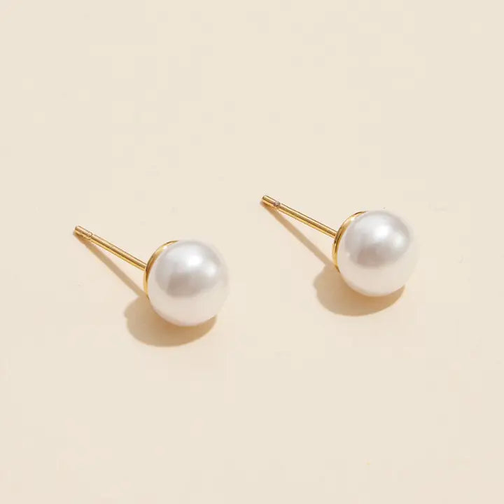 8mm Classic Large Pearl Stud Earrings