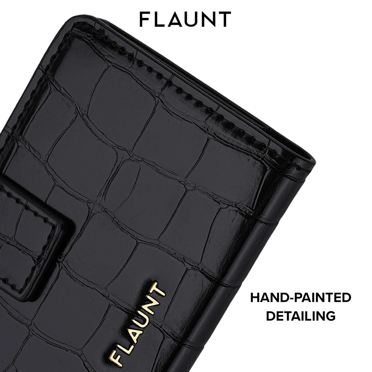 Black Crocodile Leather Magsafe Wallet