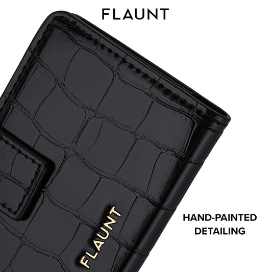 Black Crocodile Leather Magsafe Wallet