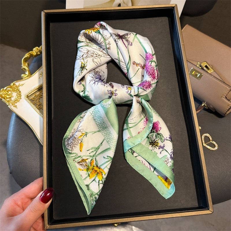 Fashion Print Square Scarf- GREEN - The Season Boutique