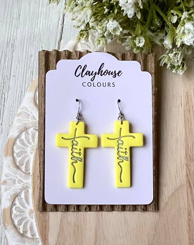 Faith Cross Earrings : Pearl / Gold Plated