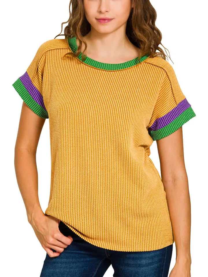 Mardi Gras Raised Rib Top