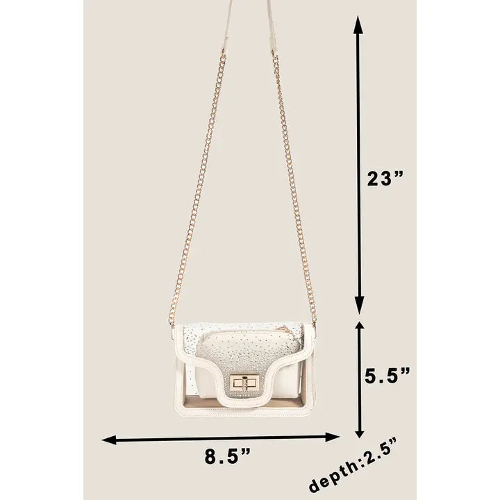 Transparent Rectangle Studded Crossbody Bag