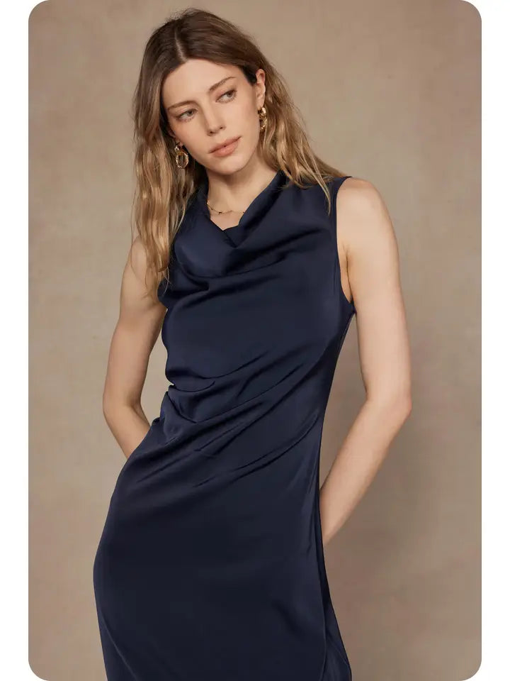 Draped Sleeveless Long Dress