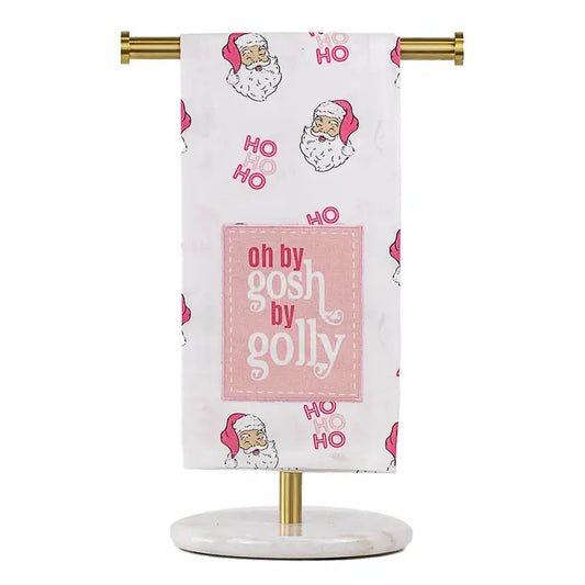 By Golly Santa Hand Towel White/Pink