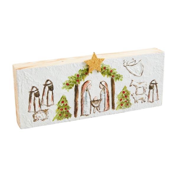 Long Painted Nativity Plaque