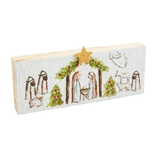 Long Painted Nativity Plaque