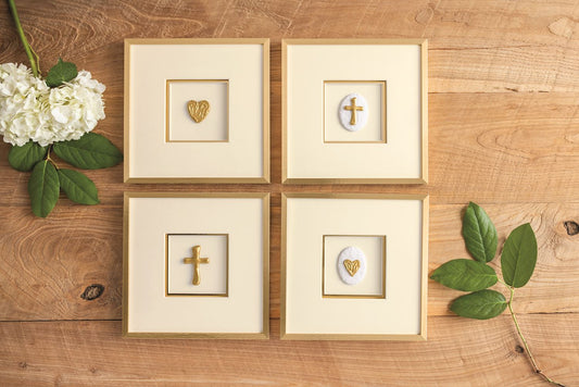 Intaglio Cross Framed Wall Art