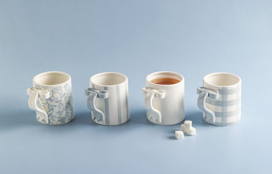 Toile Bow Handle Mug