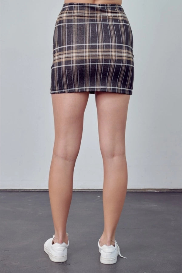 Fitted Plaid Mini Skirt
