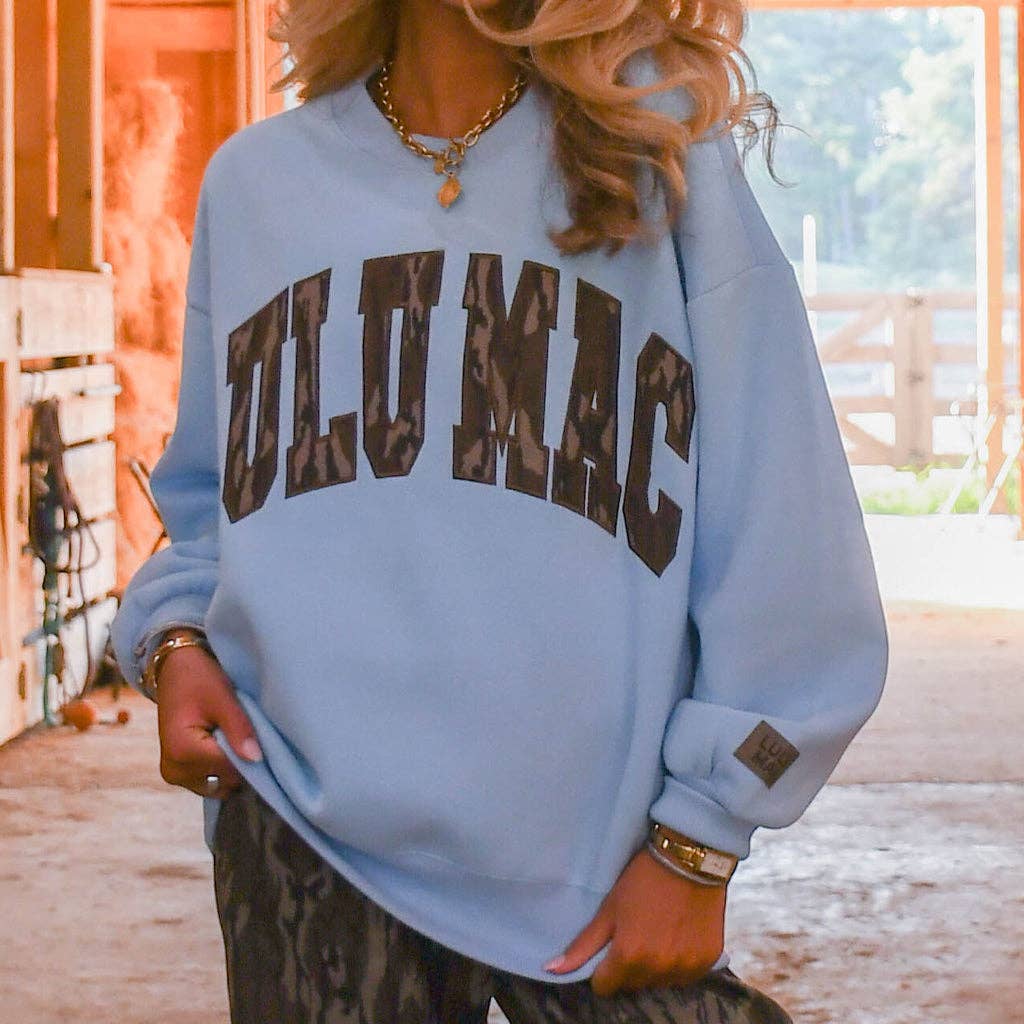 Light Blue Mossy Oak Crew - The Season Boutique