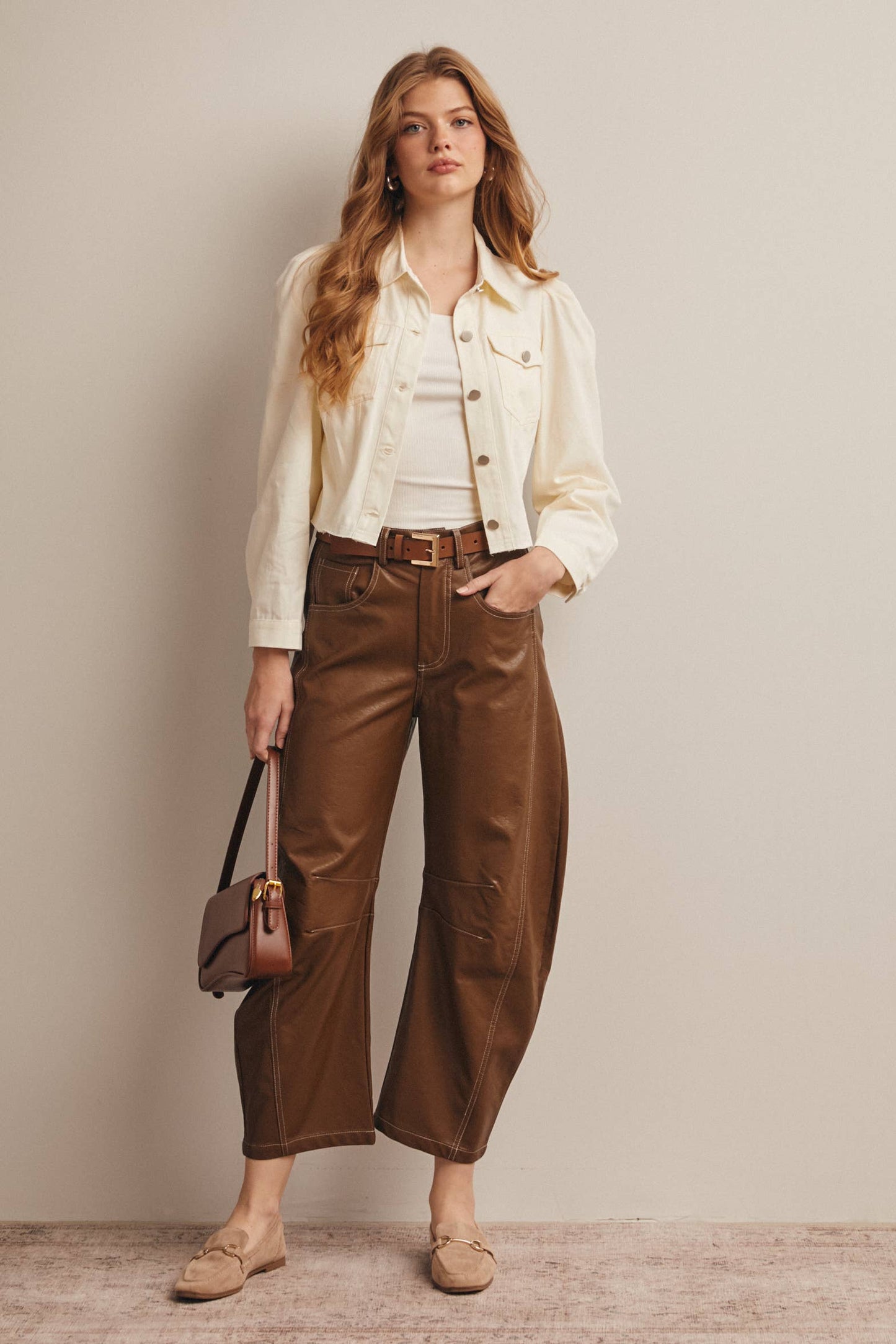 Lightweight Twill Puff-Sleeve Cropped Jacket - The Season Boutique