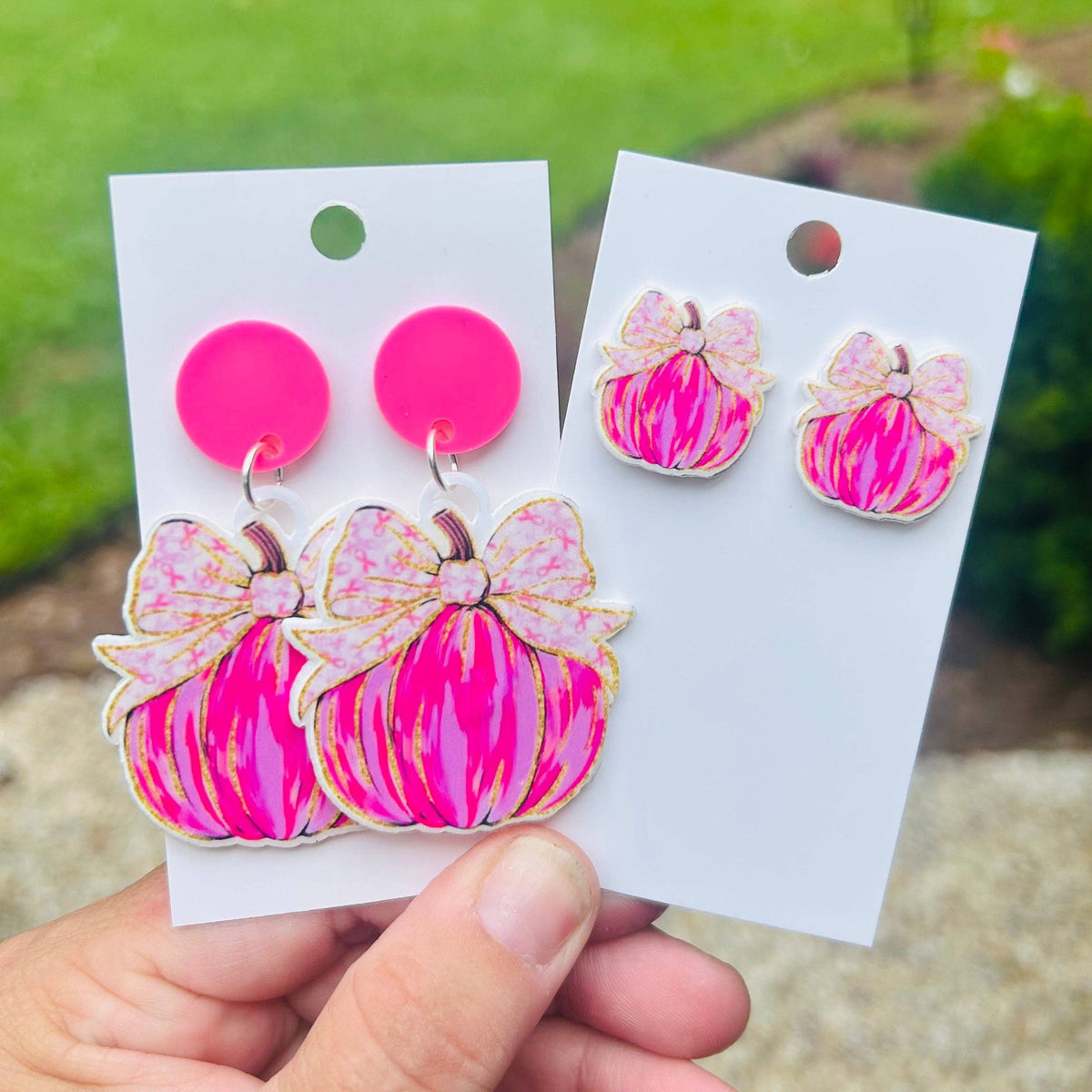 Breast Cancer Pumpkin: Studs - The Season Boutique