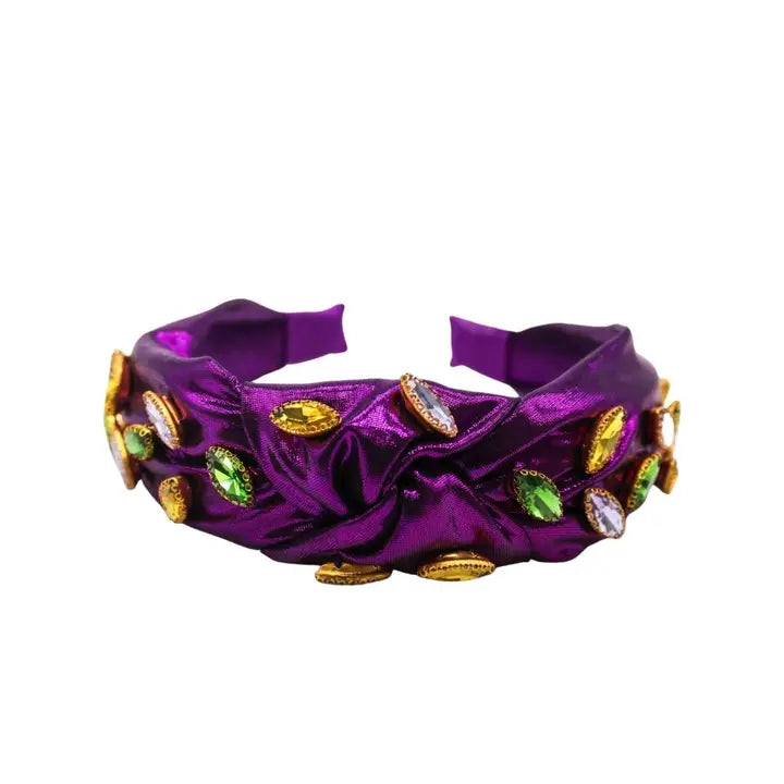 Purple Knot Headband with Lavender, Green, and Yellow Stones - The Season Boutique