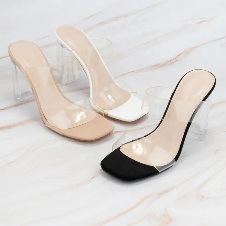 Clear Double Strap Transparent Heeled Sandal