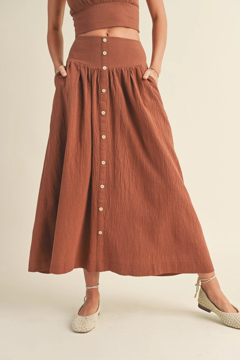 Linen Button-Down Maxi Skirt