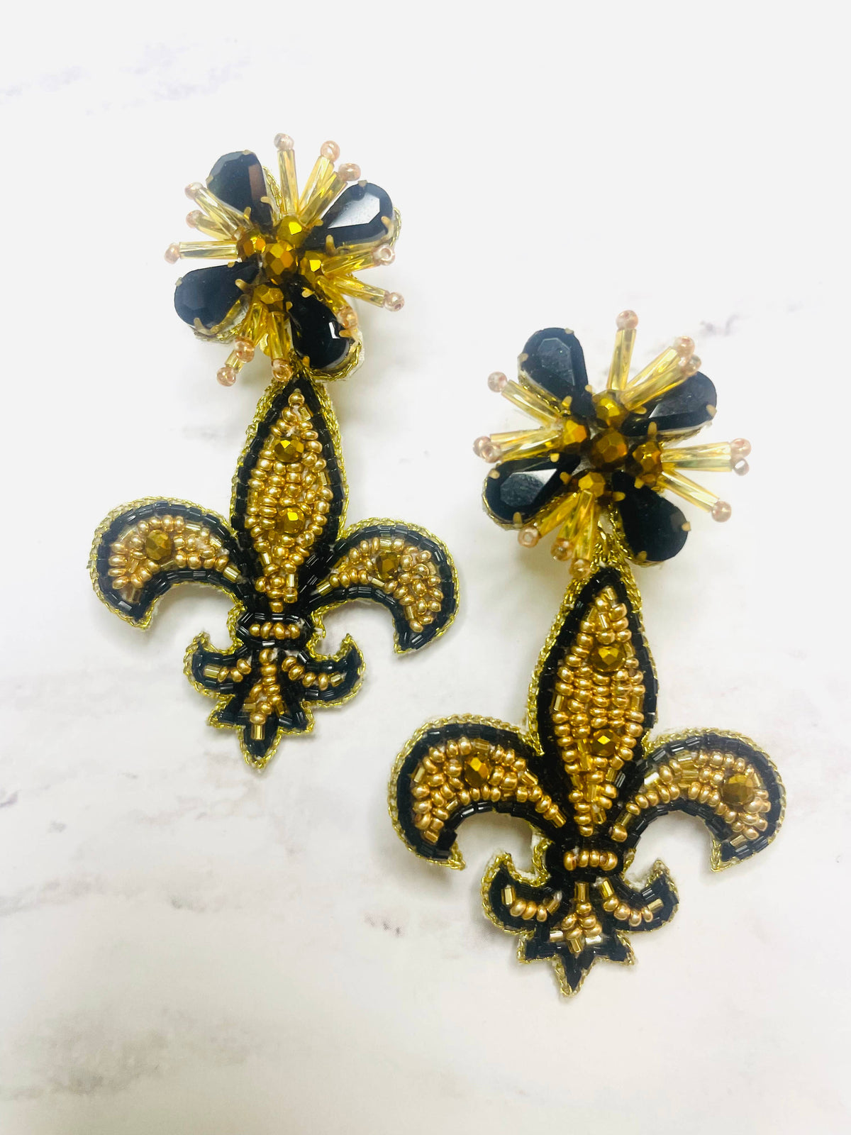Fleur de Lis Beaded Earrings