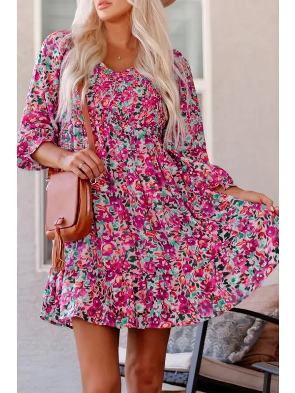 Floral Smocked Mini Dress