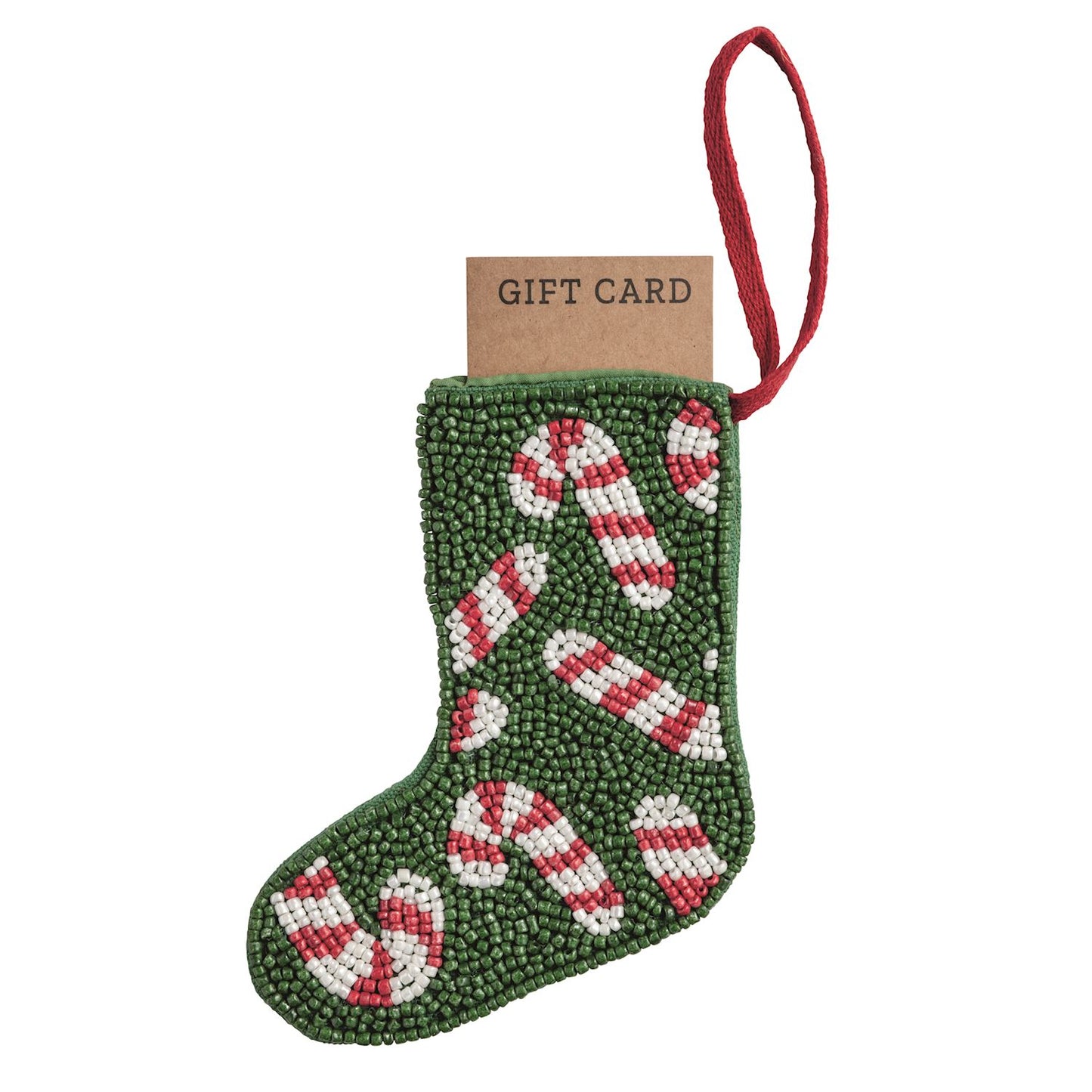 Candy Cane Beaded Stocking Ornament