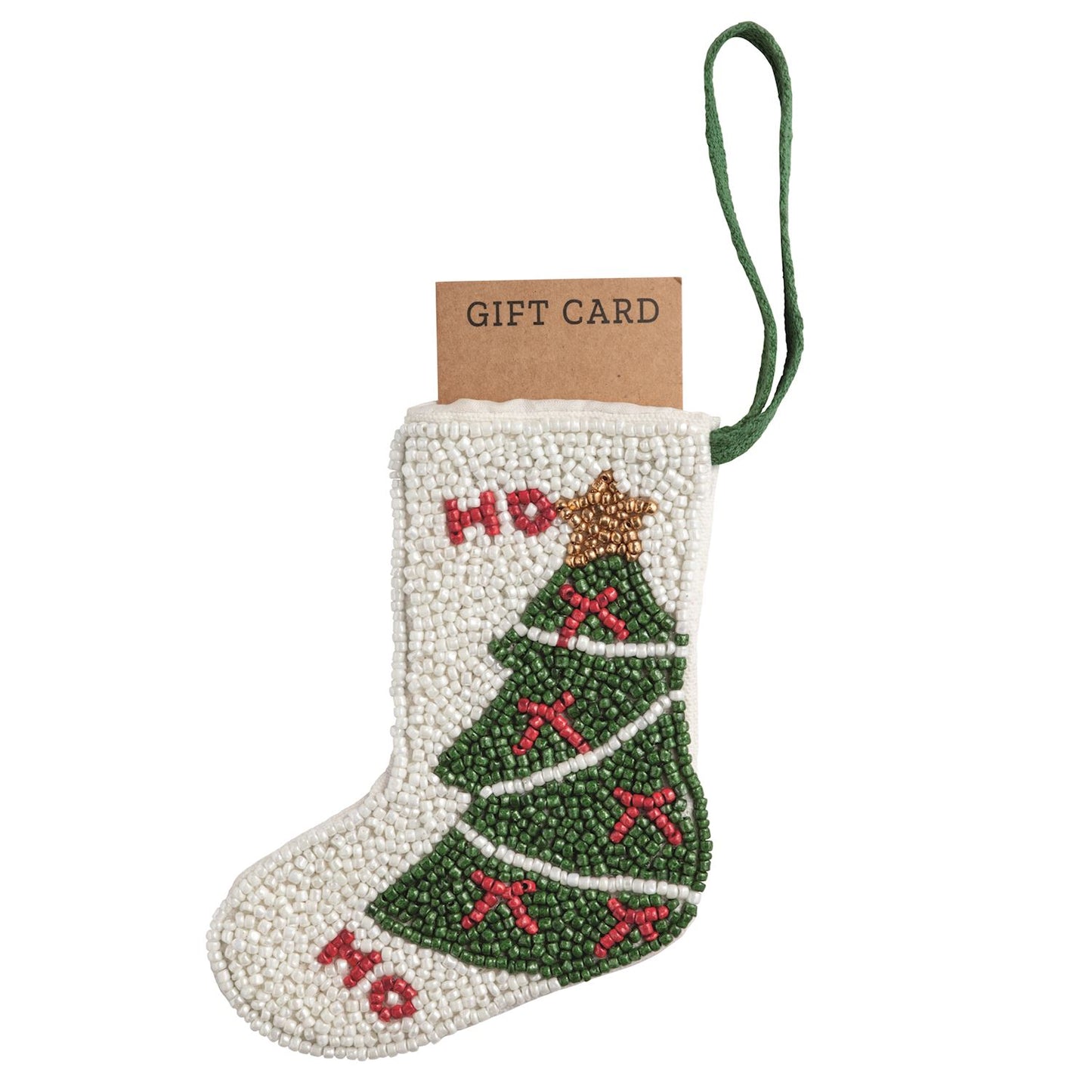 Tree Beaded Stocking Ornament